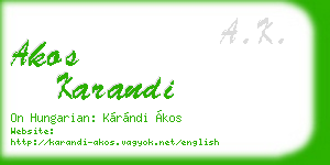 akos karandi business card